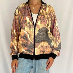 90s vintage dog head all over print unisex mens tyvek light windbreaker jacket
